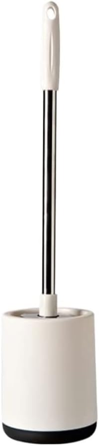 Toilet Brush Punch-Free Wall-Mounted Toilet Brush and Holder Stainless Steel Long Handle Toilet Brush for Bathroom Cleaning Toilet Brush and Holder (Color : White, Size : 10.5 * 48c