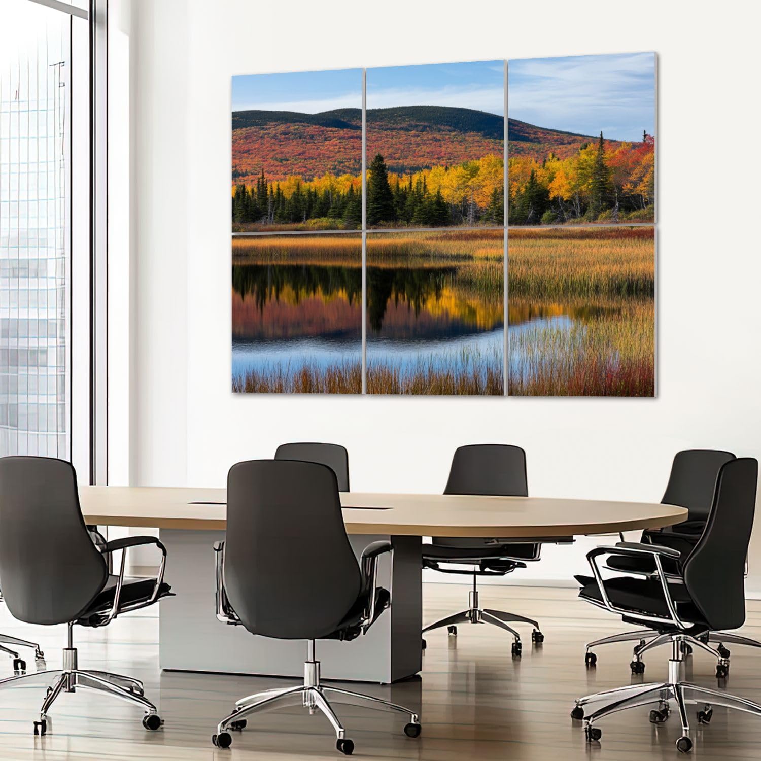 6 Pack Art Acoustic Panels Sound Absorbing Nature Mountain National Park Lake Landscape Autumn Foliage Reflection Decorative Soundproof Wall Panels Self Adhesive for Recording Studios Office 72