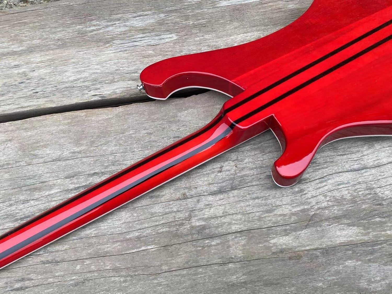 4-String Electric Bass Guitar - Red Neck-Thru Body, 5-Piece Maple & Rosewood Neck, Humbucker & Single Coil Pickups