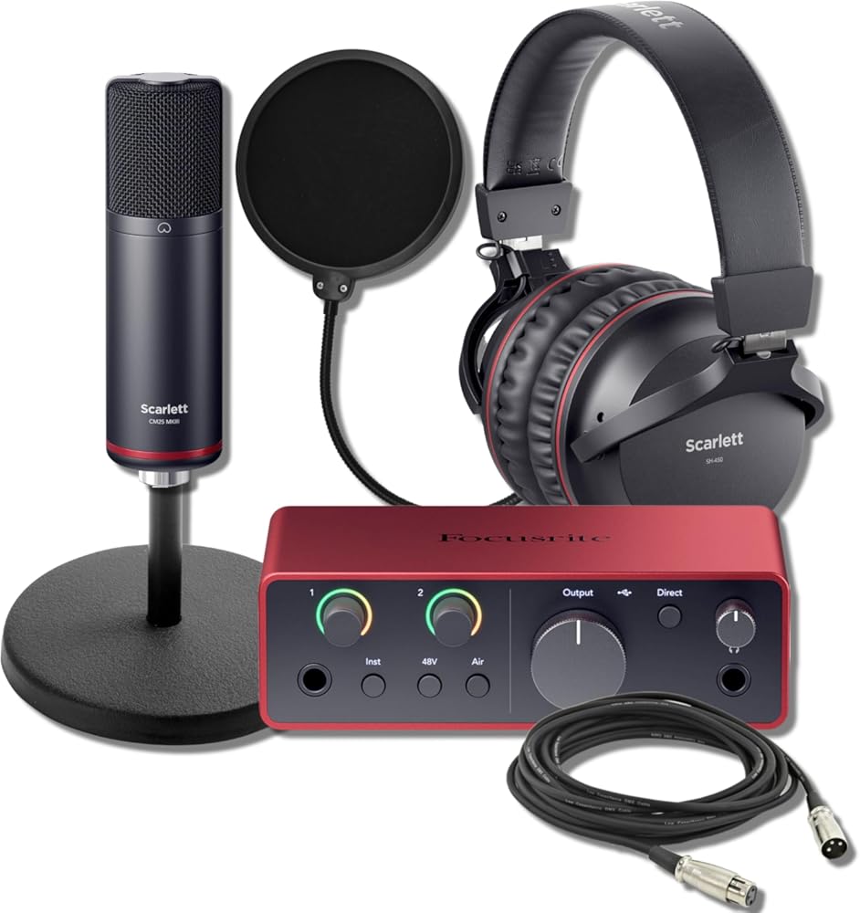 Scarlett Solo Studio 4th Gen Recording Bundle with Desktop Microphone Stand and Pop Filter