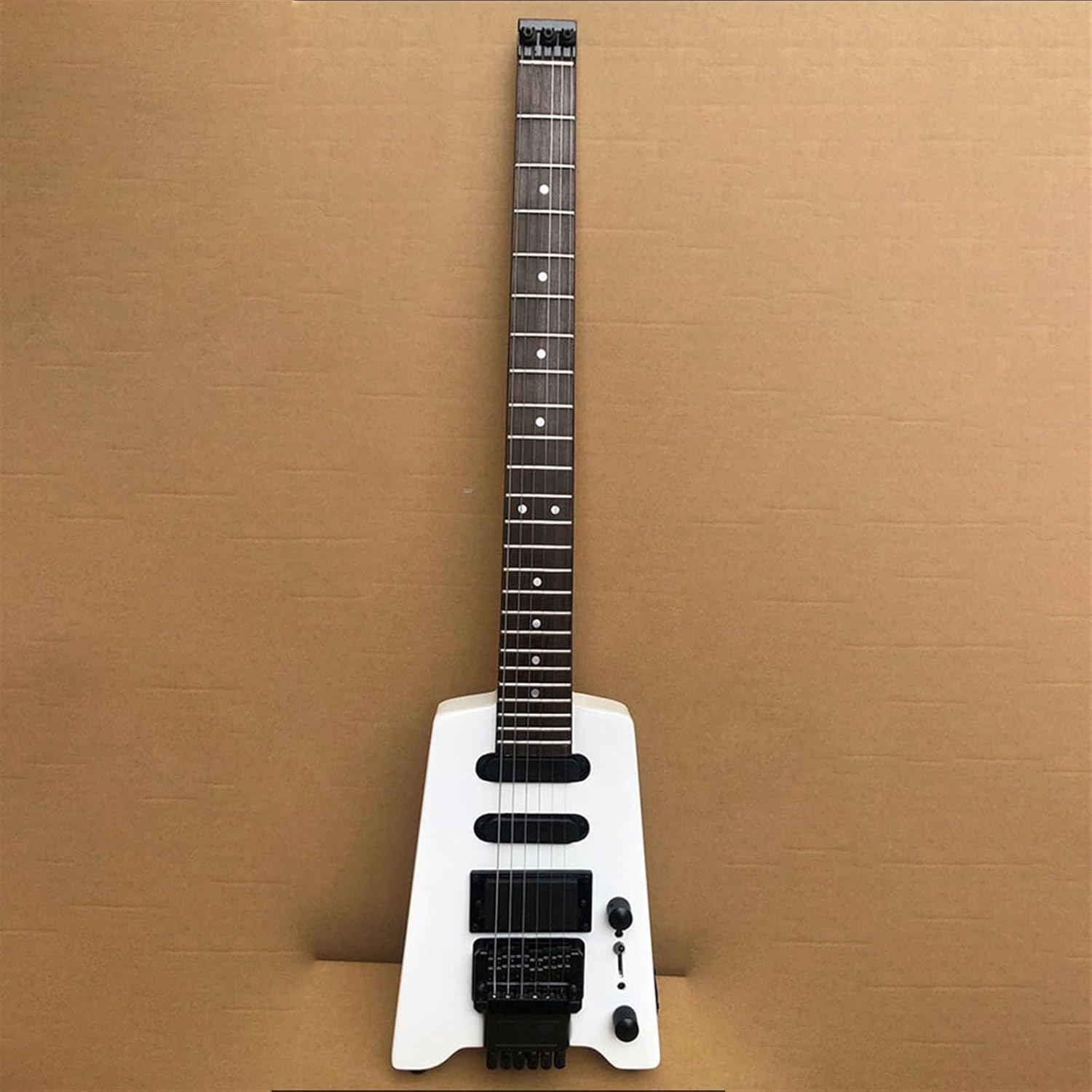 Matte Headless 6 String Electric Guitar Basswood Body Portable Metal Music Travel Musical Instrument Professional Headless Guitar (Color : 02)
