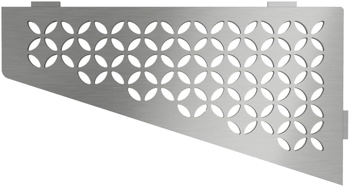 Schluter Quadrilateral Corner Shelf for Tiled Walls - Floral Design, Stainless Steel Material, Brushed Stainless Steel Finish, 3/32