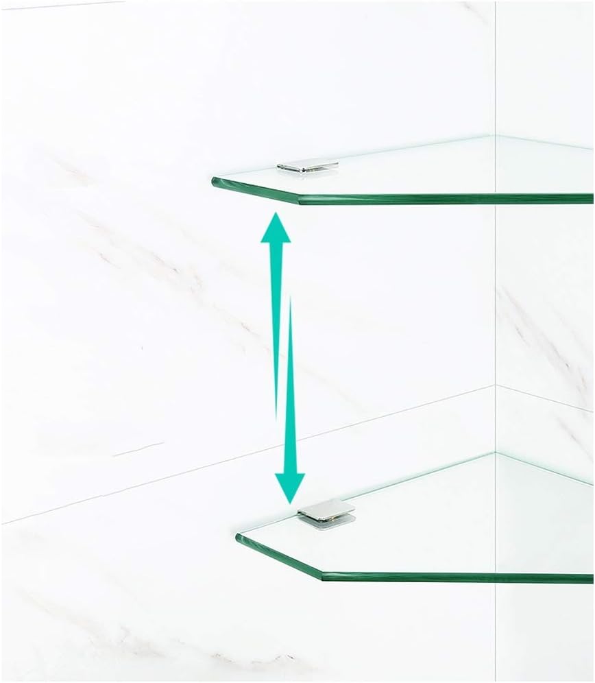 Bathroom Corner Tempered Glass Shelf 7MM-Thick Wall Mount Triangular.2 Packs-24cm