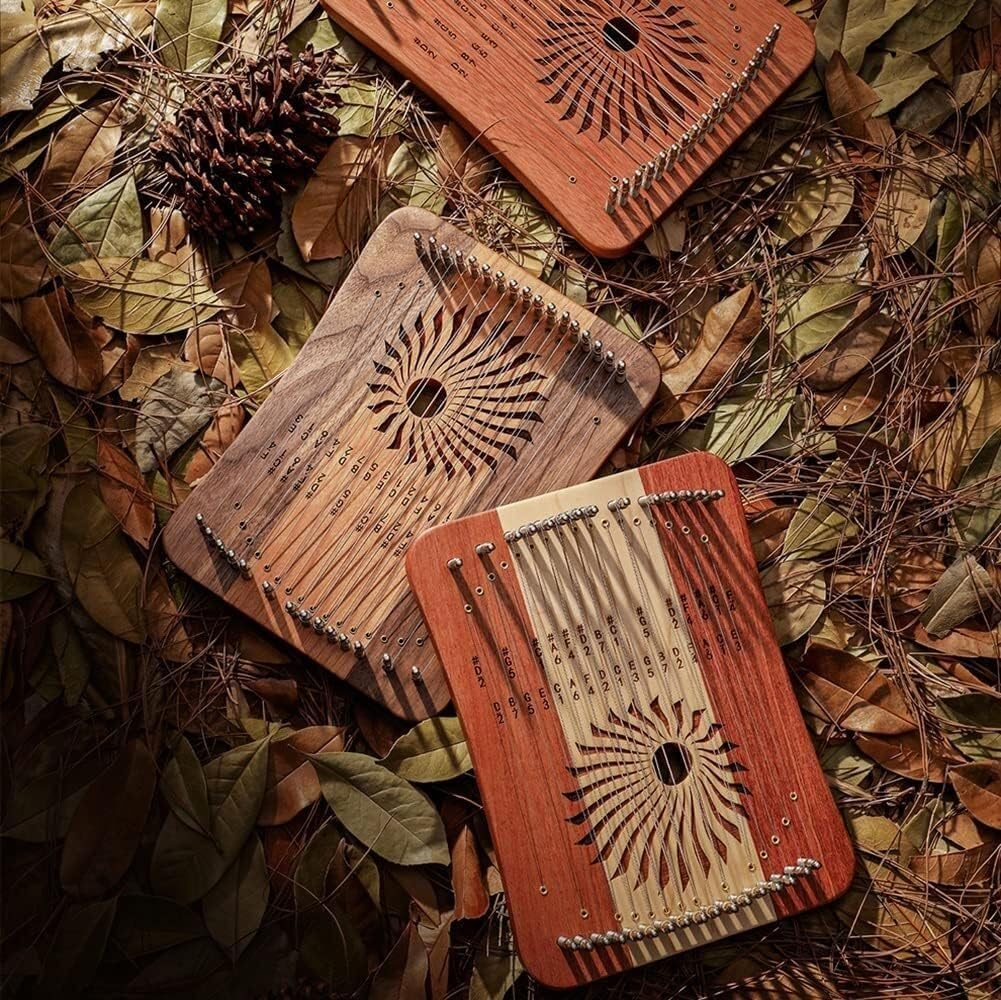 17 Strings Lyre Harp, Portable Fingerplay Lyre Harp with Tuning Wrench,Strings and Burlap Bag, Wooden Musical Instrument (Color:Black,Walnut)(Rosewood+maple)