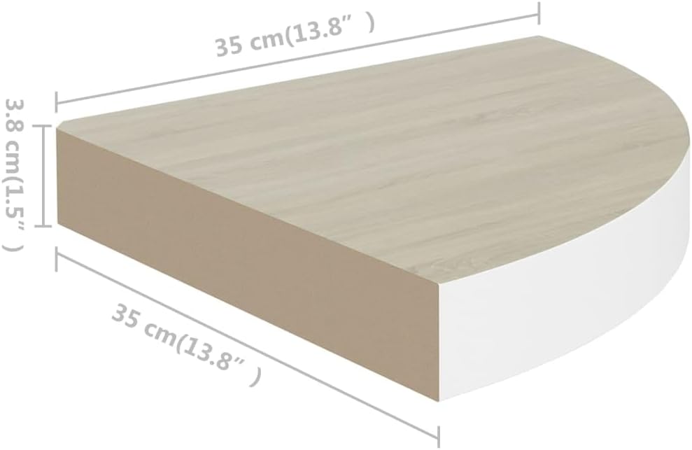 Home Décor Wall Corner Shelves 4 pcs Oak and White 13.7