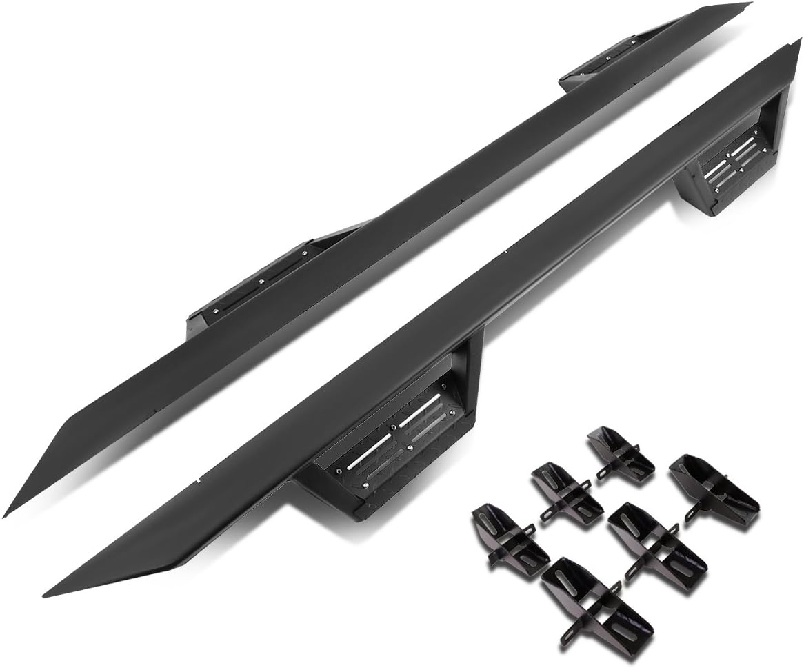 DNA Motoring 3 Inches Running Boards Compatible with 07-17 Wrangler 4-Dr / 18 Wrangler JK 4-Dr, Powder Coated Drop Side Step Nerf Bars, STEPB-G222-002