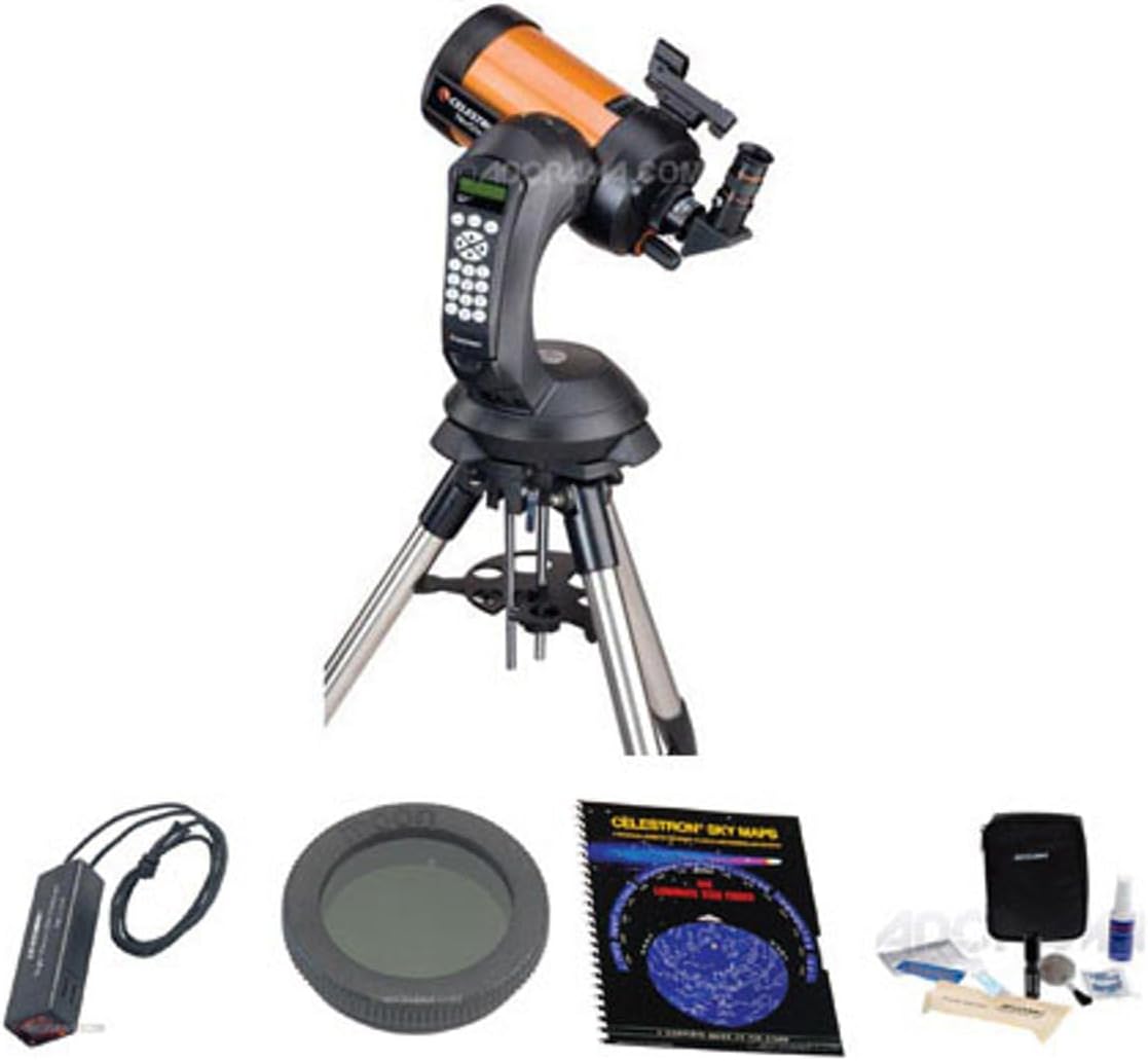 Celestron NexStar 5 SE Schmidt-Cassegrain Computerized Telescope, Bundle with Night Vision Flash Light, Sky Maps Book, 1.25