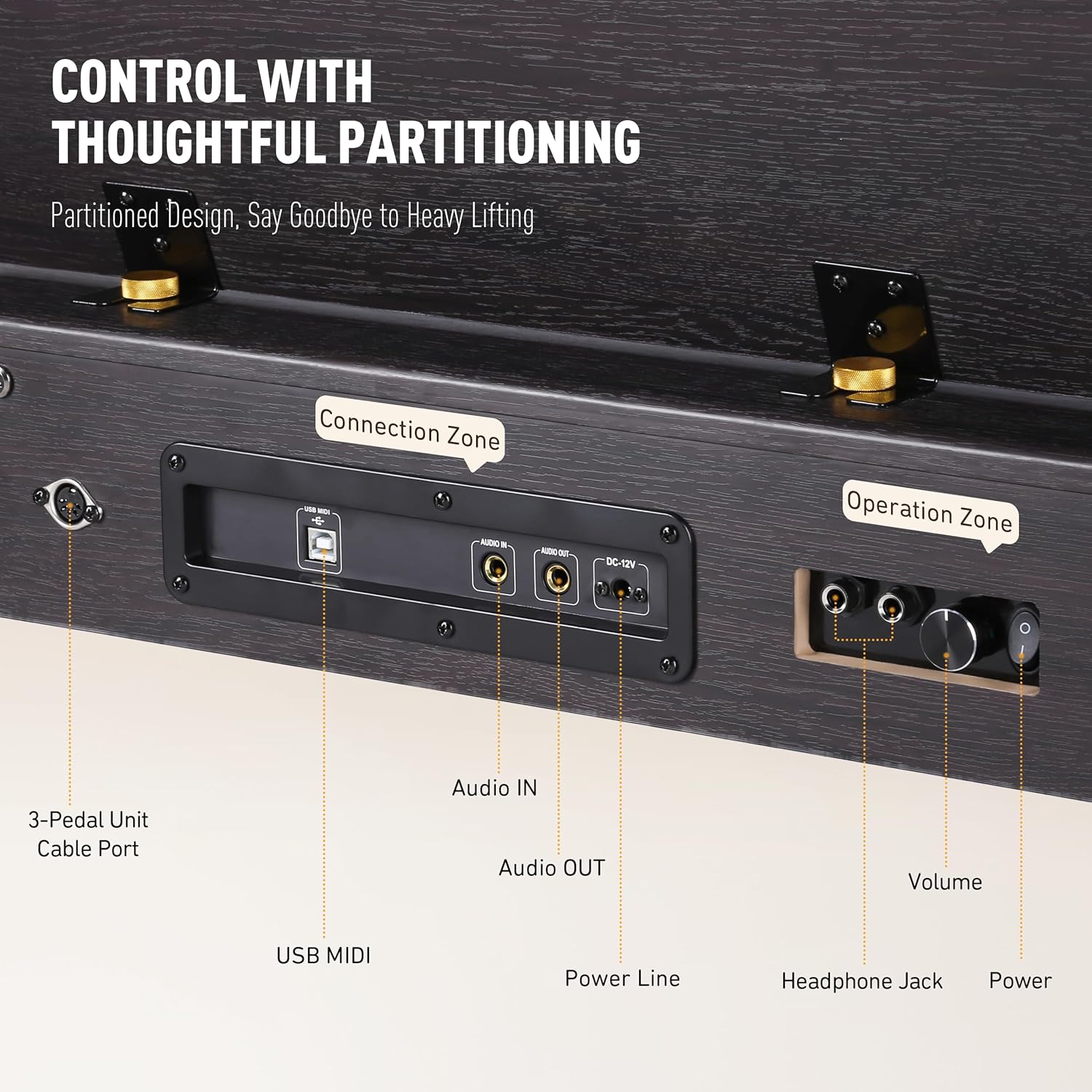 ALLSET Ligins 88-Key Digital Piano with Hammer Action | Professional Full Weighted Keyboard Electric Piano for Beginners, Dual Stereo Speakers, 3-Pedal, USB/MIDI Connectivity | Home Studio & Stage Use
