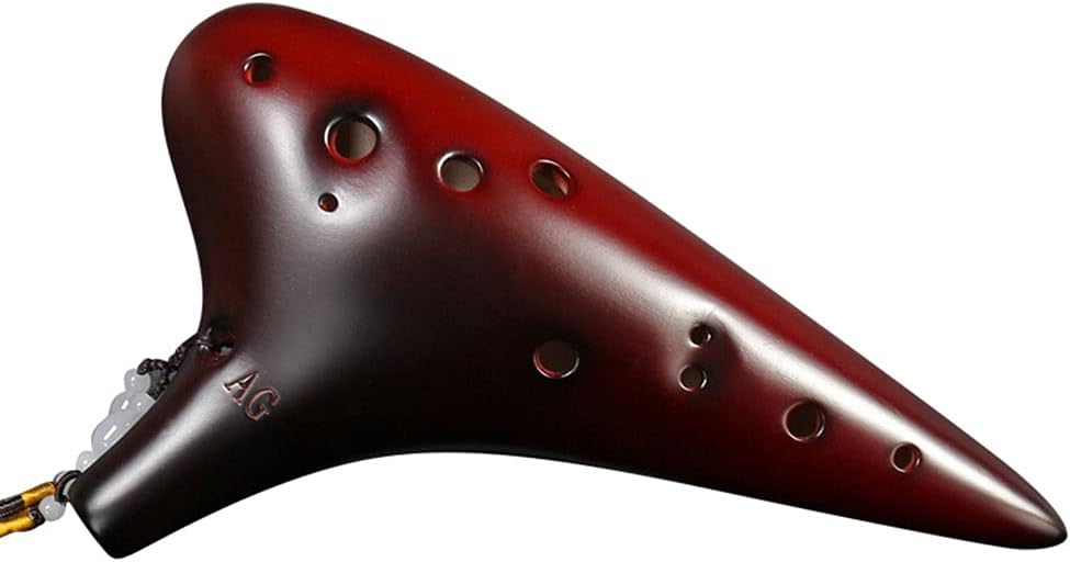 Ocarinas 12-Hole Alto AG Tone Professional for Beginners Minority National Musical Instrument 12-Hole Whistle Flute Instrument (Color : Brown, Size : 19.5 * 11.3cm)