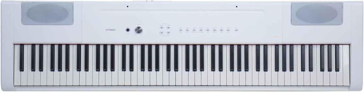 Artesia PA-88H 88-Key Weighted Hammer Action Digital Piano with 16 Dynamic Voices + Power Supply + Sustain Pedal (White)