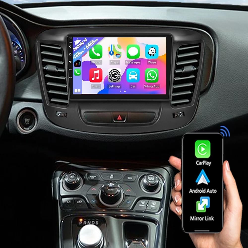 4G+64G Upgrade Radio for Chrysler 200, Android Car Stereo for Carplay for Chrysler 200C 200S 2015-2019, 9 Inch Touch Screen Android Auto GPS Navi Bluetooth FM EQ WiFi AHD Backup Camera 2 DIN