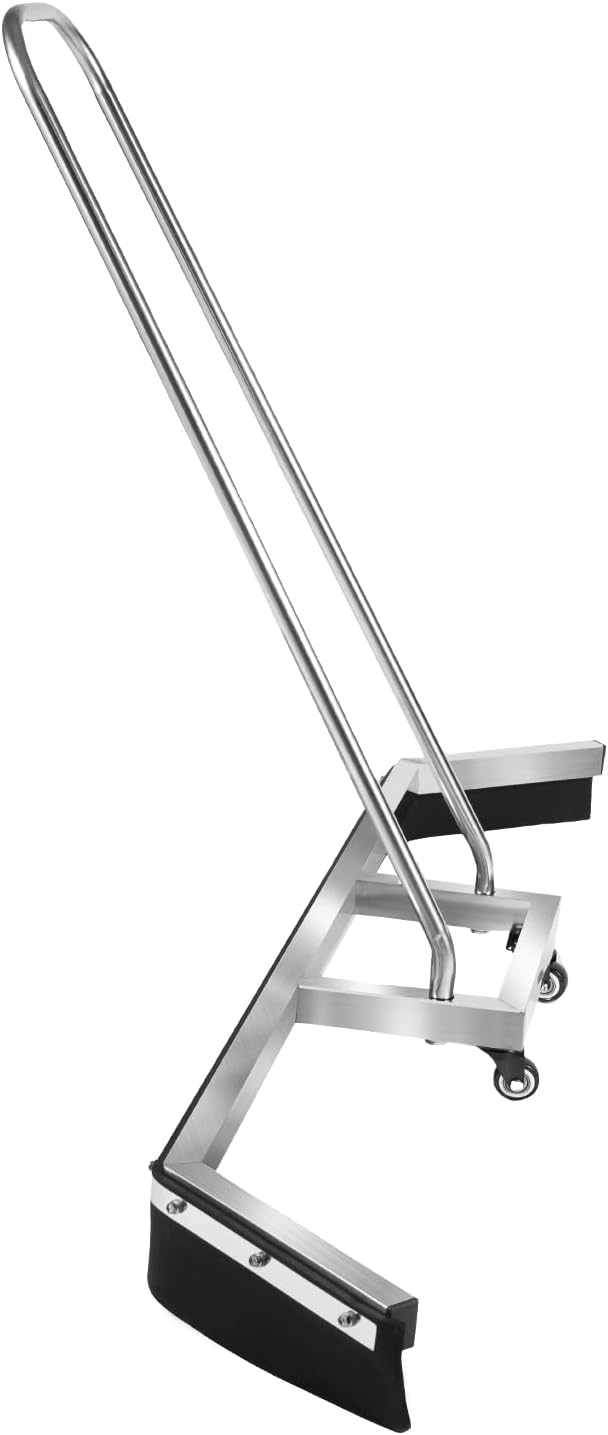 Tennis Court Squeegee, Aluminium Rain Shuttle Sweeper Squeegee Broom with Handle and Wheels, Professional Sports Surface Water Wiper with EVA Foam Blade