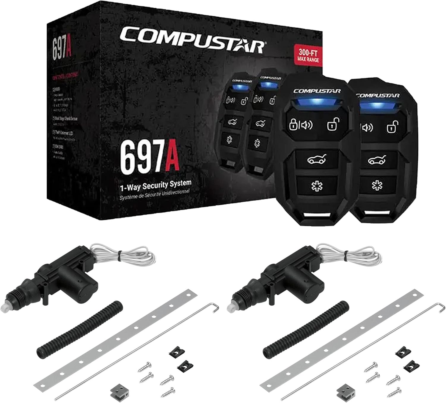 Compustar CS697-A 1-Way 200' Alarm Keyless w/o Siren and Two Code Alarm DA1 Standard 2-Wire Door Lock Actuators