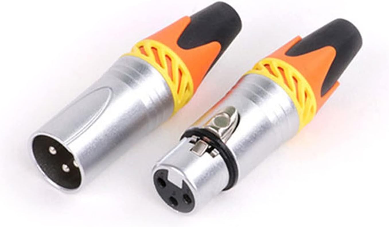 X L R Connector 3pin XLR Microphone M I C Male Plug Female Jack Adapter 6 Colors Available Cable Terminals Soldering 10Pcs (Color : 5xD1037-Orange)
