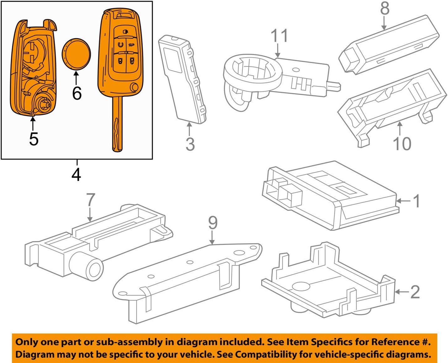 General Motors 22923862, Remote Control Transmitter for Keyless Entry and Alarm System