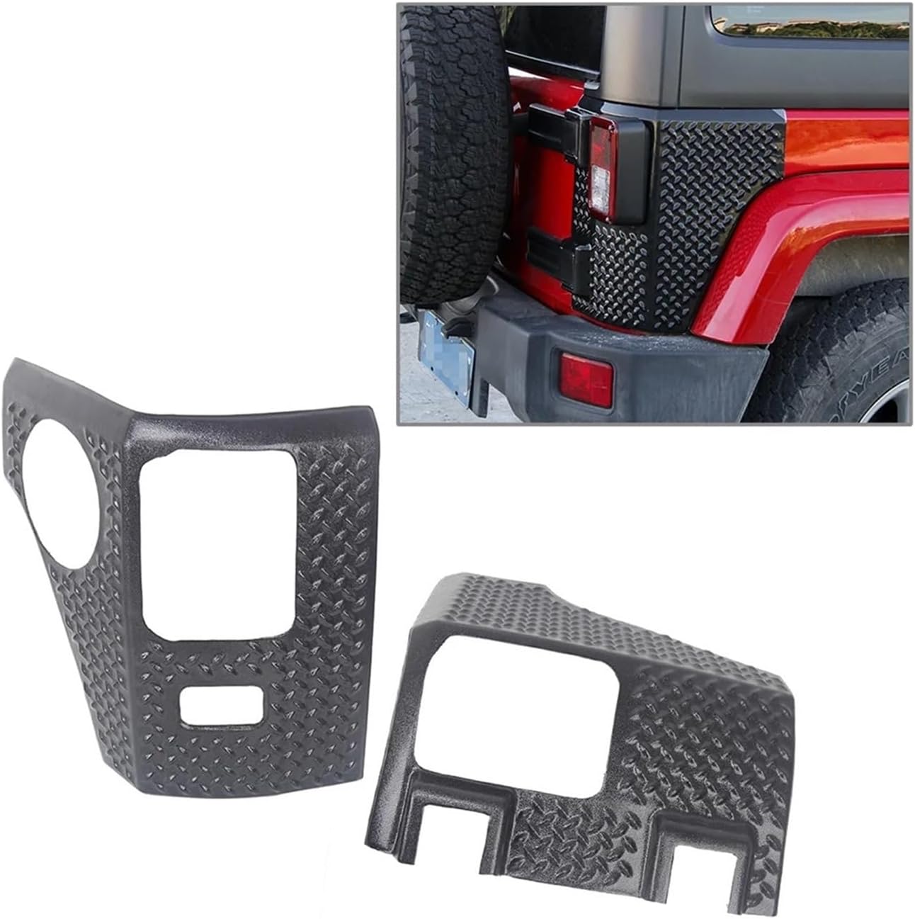 2Pcs Car Rear Corner Armor Tail Light Guard Cover Protector Compatible For Jeep Wrangler JK 2007-2017 Accessories ABS Plastic
