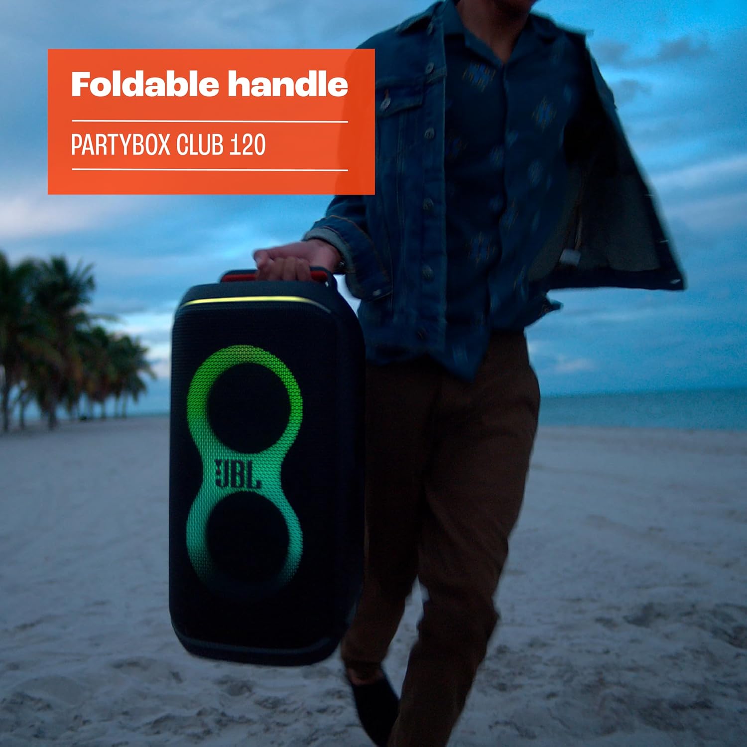 JBL PartyBox Club 120 - Portable Speaker with Foldable Handle, Powerful Pro Sound, (Black) (Renewed)