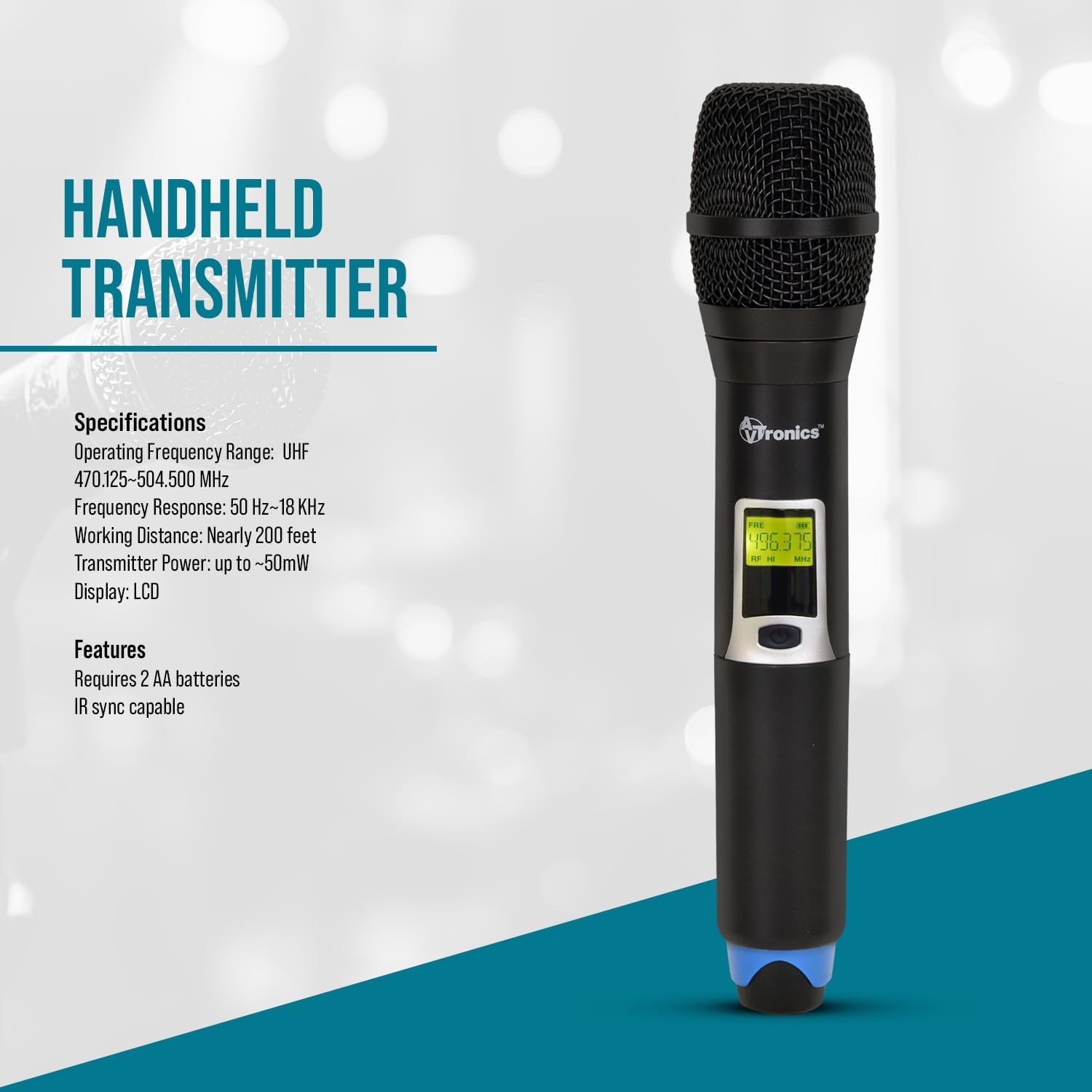 Professional Wireless Microphone System with 4 Handheld Dynamic Microphones, 200 Channels Uhf Wireless Mic with LCD Display, Karaoke for Events, Church and Singing, Range 200 Feet, Black