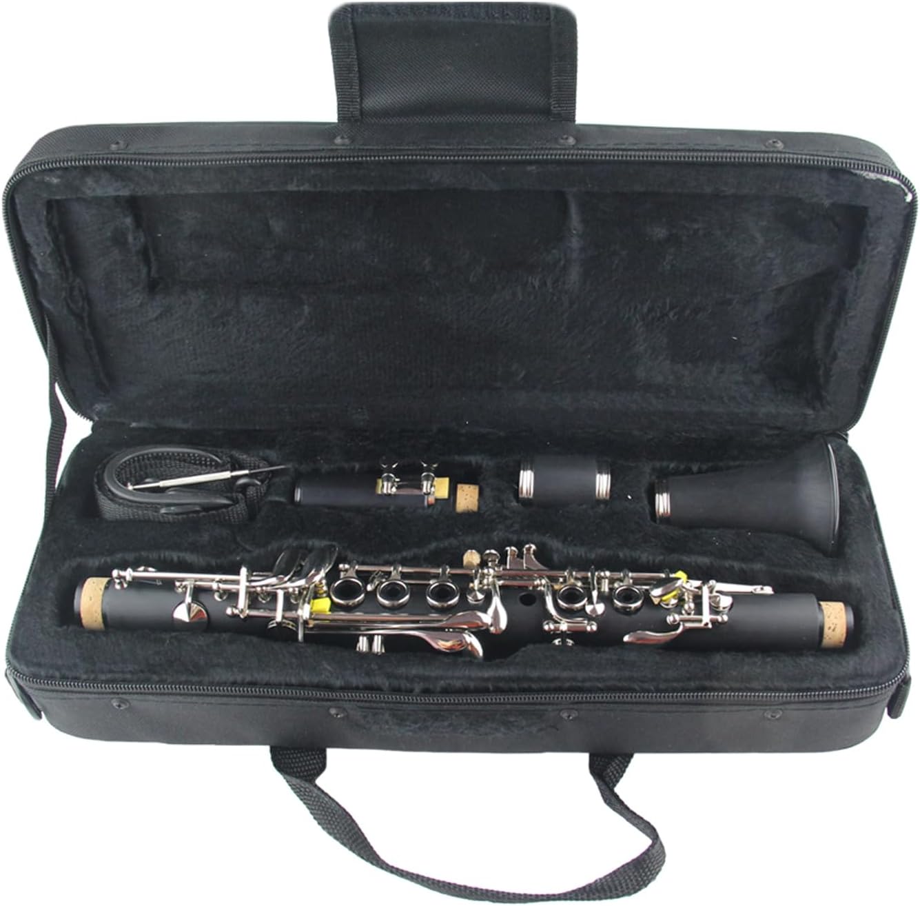 Profession Clarinet Eb Keys Bakelite Nickel Plated Wind instrument with Screwdriver Soft Cleaning Cloth Mouthpiece Reed and Cap case Suitable for professionals and beginners (Eb tone)