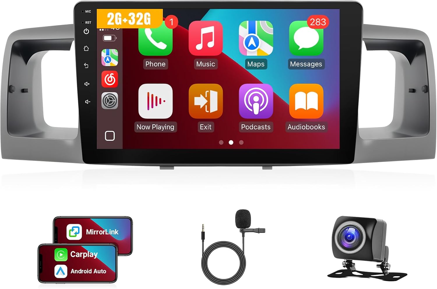 Leadfan Car Radio for Toyota Corolla 2003 2004 2005 2006 2007 2008, 9inch Touch Screen for Corolla Car Stereo with Carplay Android Auto Bluetooth GPS Backup Camera (Model A Not Fit for JBL Version)