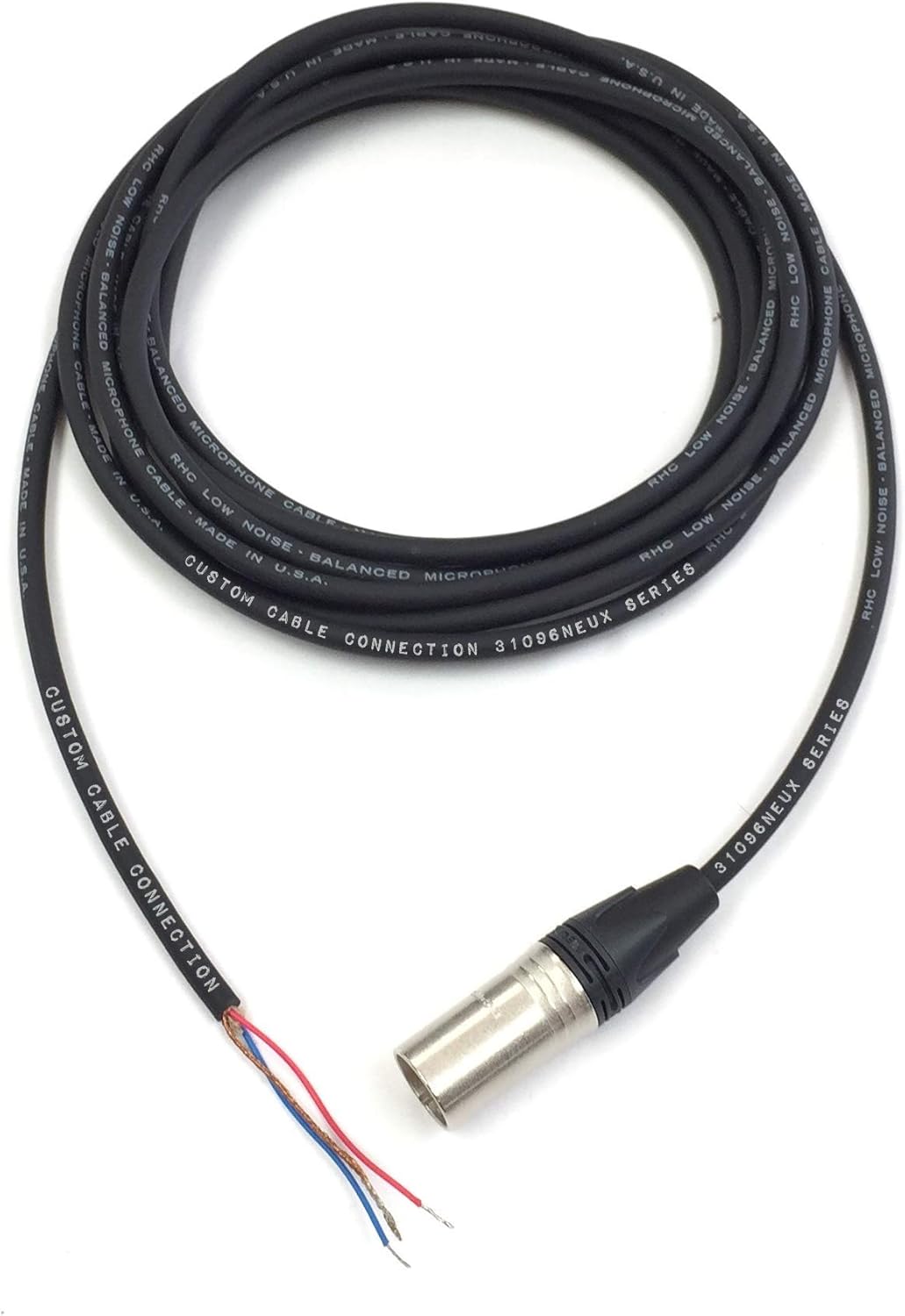 150 Foot Custom Cable Connection Pro-Audio Balanced Microphone with Neutrik NC3MXX XLR Male Connector to Blunt end Cable