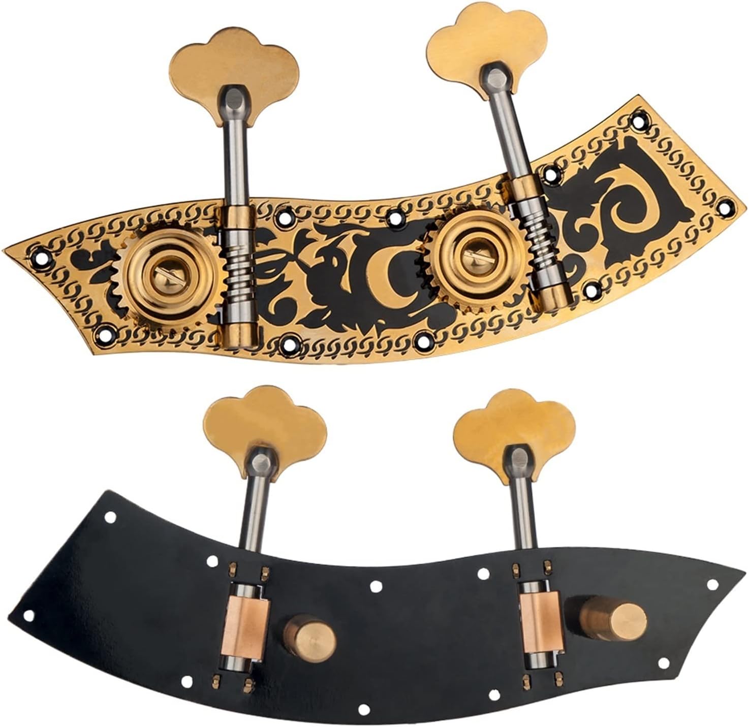 Violin Accessories kit Tuning Pegs Keys W/Carving Flower for Upright Double Bass Parts 1/2 Or 1/4 Contrabass Use