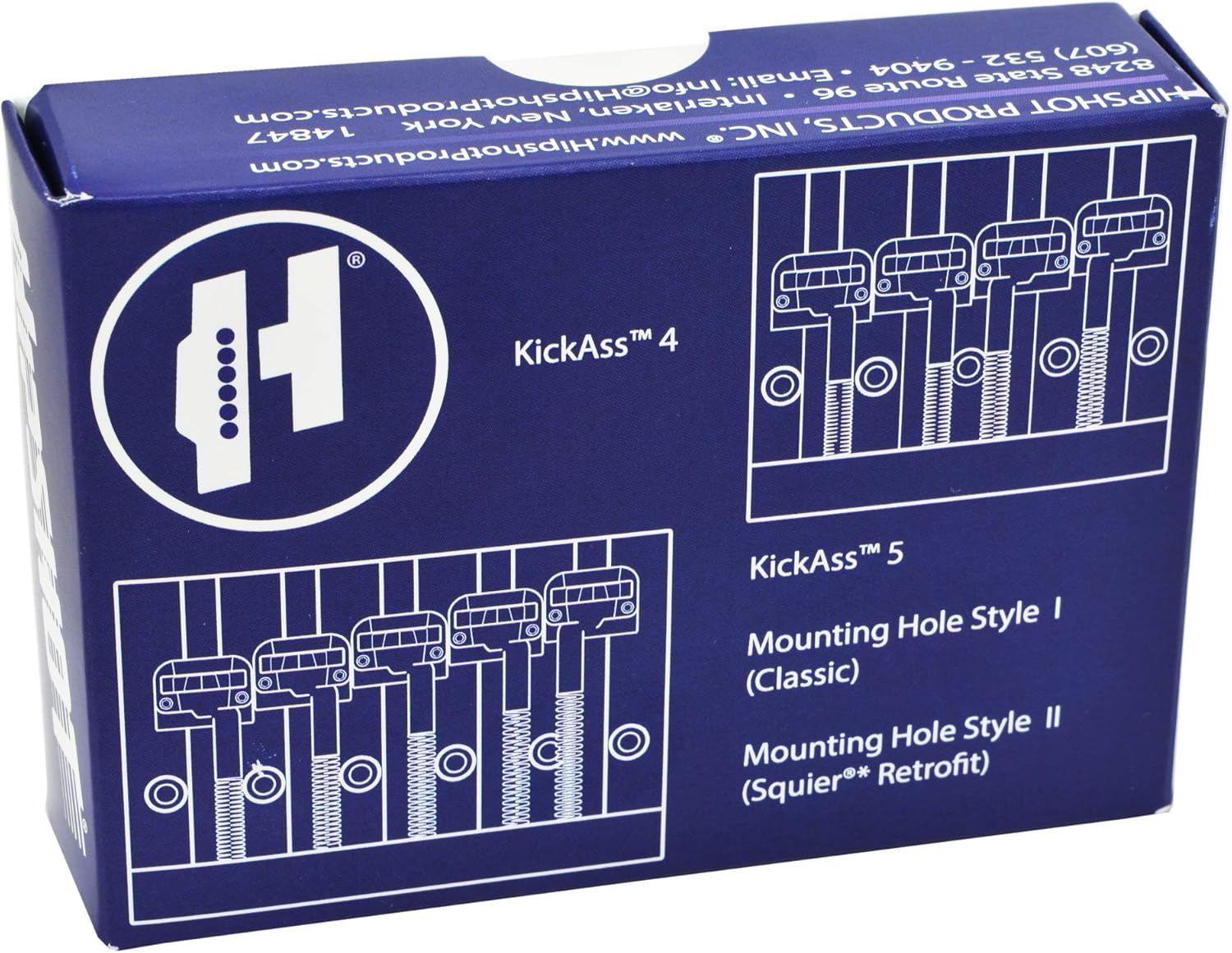 Hipshot 4 String KickAss Bass Bridge Bundle with a Lumintrail Polishing Cloth (Chrome)