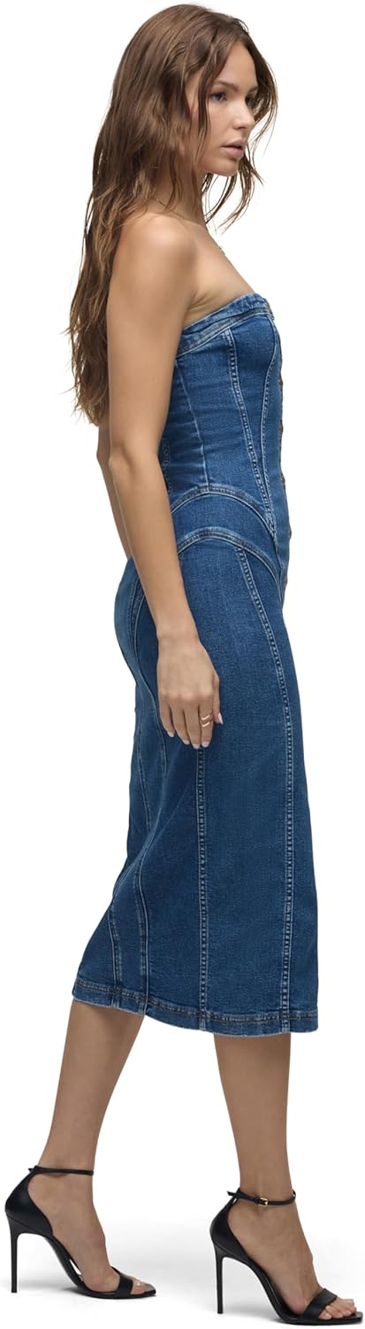 HUDSON Womens Strapless Seamed Midi Dress