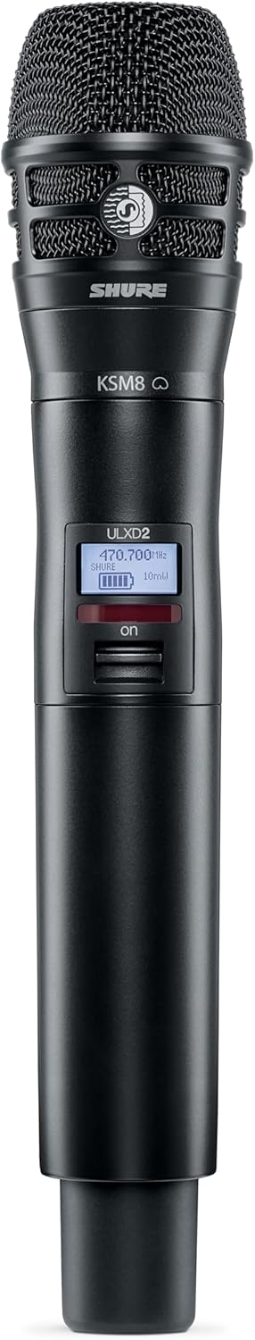 Shure ULXD2/K8B Handheld Transmitter with KSM8 Black Dynamic Mic Capsule – for ULX-D Digital Wireless Systems, Receiver Sold Separately | G57 Band (ULXD2/K8B=-G57)