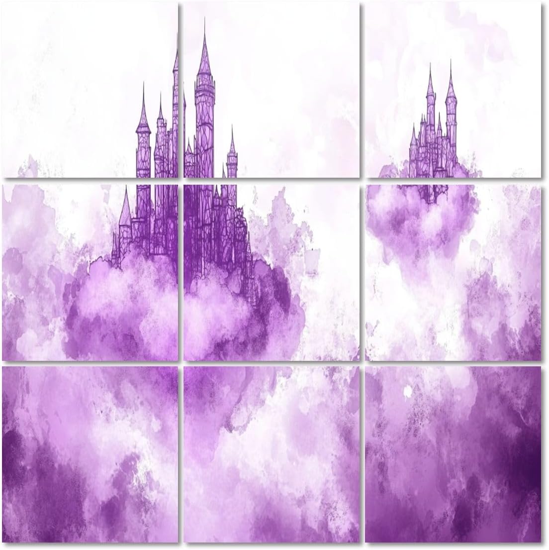 Art Acoustic Panels Self Adhesive Castle Stained Glass Purple Violet Magic 9 Packs Decorative Soundproof Wall Panels Large Sound Absorbing Panels for Home Office 60