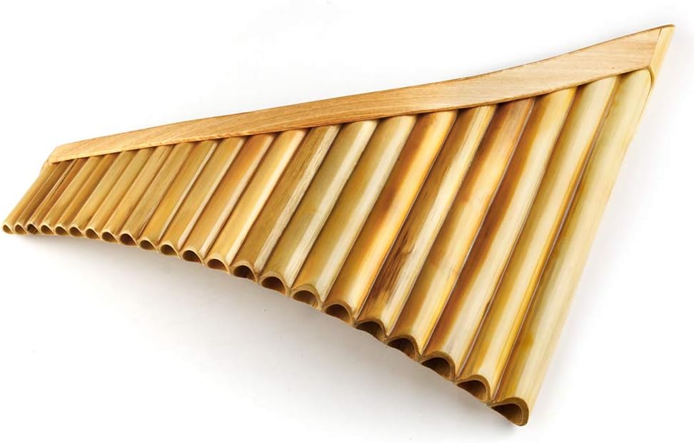 Upscale Romanian Folk Instrument Natural Reed Pan Flute Panpipes G Key Wind Pan flute Flauta Handmade (22 Pipes Right Hand, Wooden Tray)