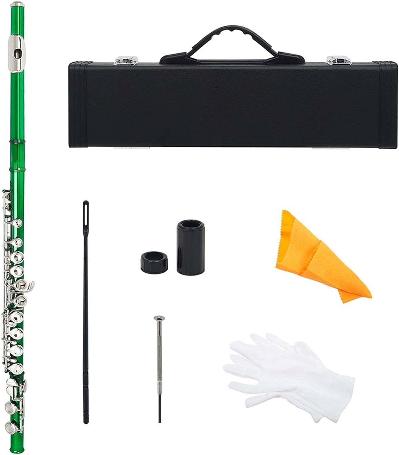 Flutes 16 Holes Flute Cupronickel Woodwind Instrument Green C Tone with Leather Box Accessories