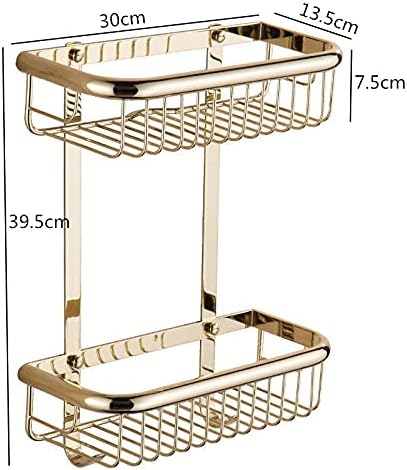 Shower Shelves Bathroom Corner Shelf, Soap Dual Tier Gold Bathroom Shelves Bathing Accessories (Color : 30cm Gold)
