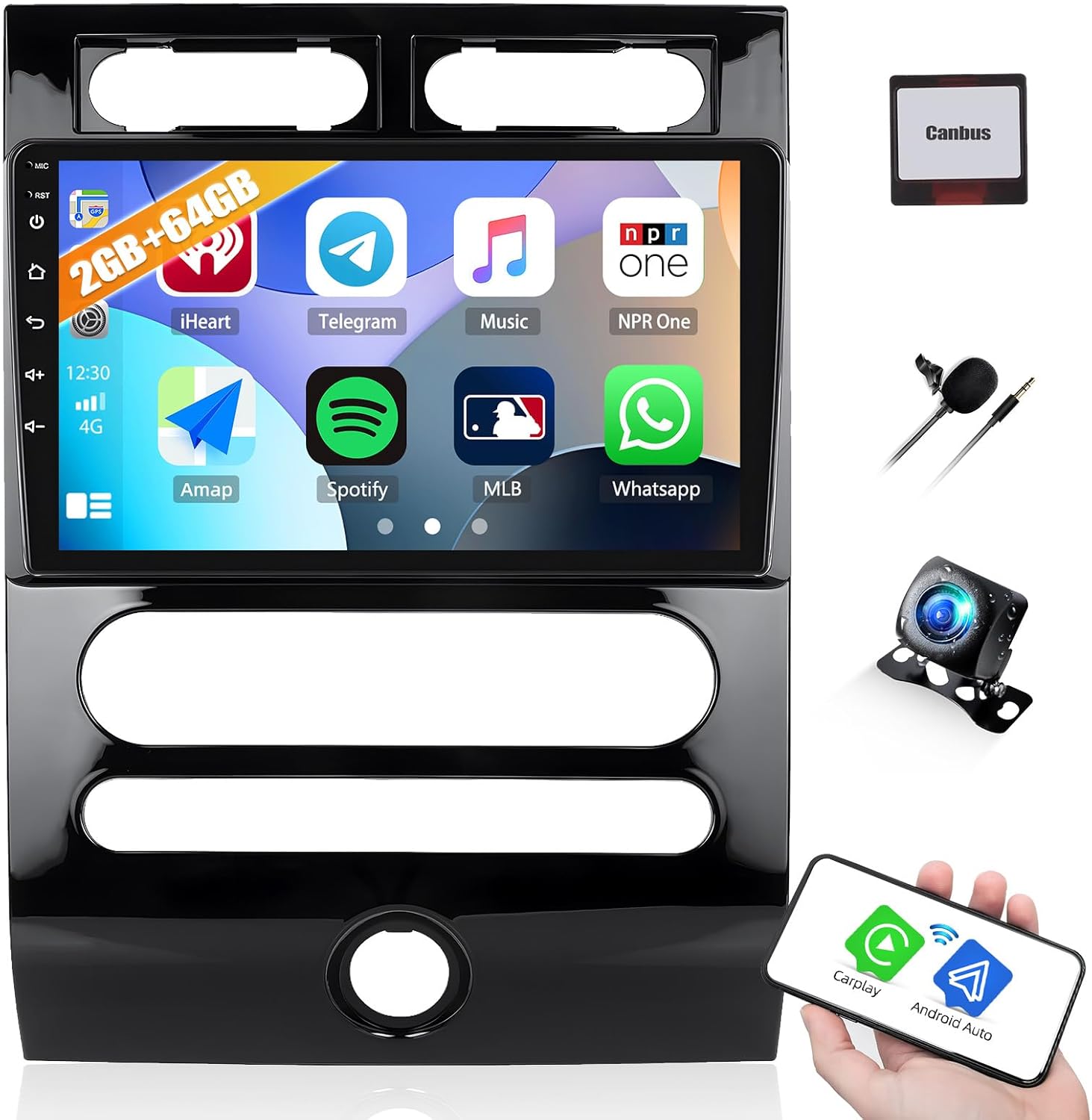 CAMECHO 2+64G Car Radio Stereo for Ford Expedition 2008-2014 with Wireless Carplay Android Auto, Android 13 Radio, 9