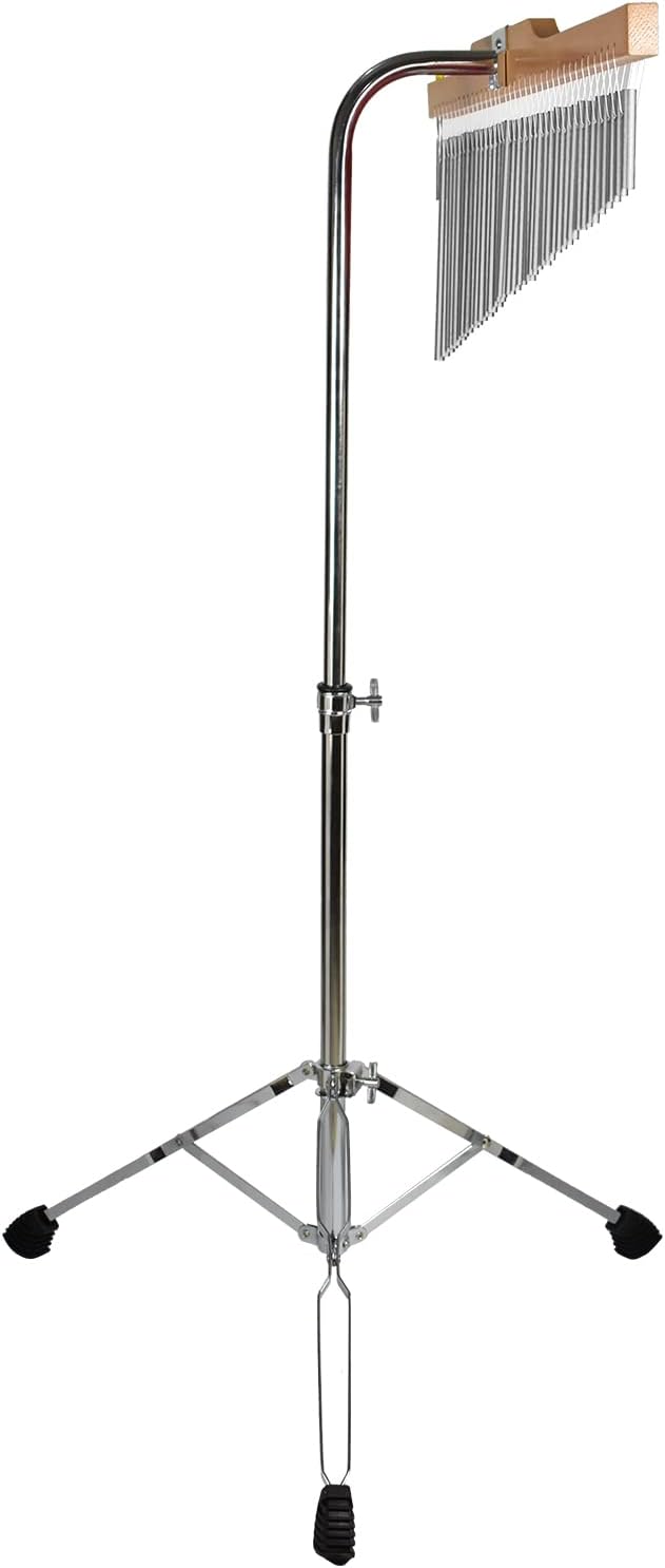 TNZMART 25 Tone 36 Tone Bar Chimes Single-row Wind Chimes with Adjustiable Height Tripod Stand Percussion Instrument Bell (25 note silver)
