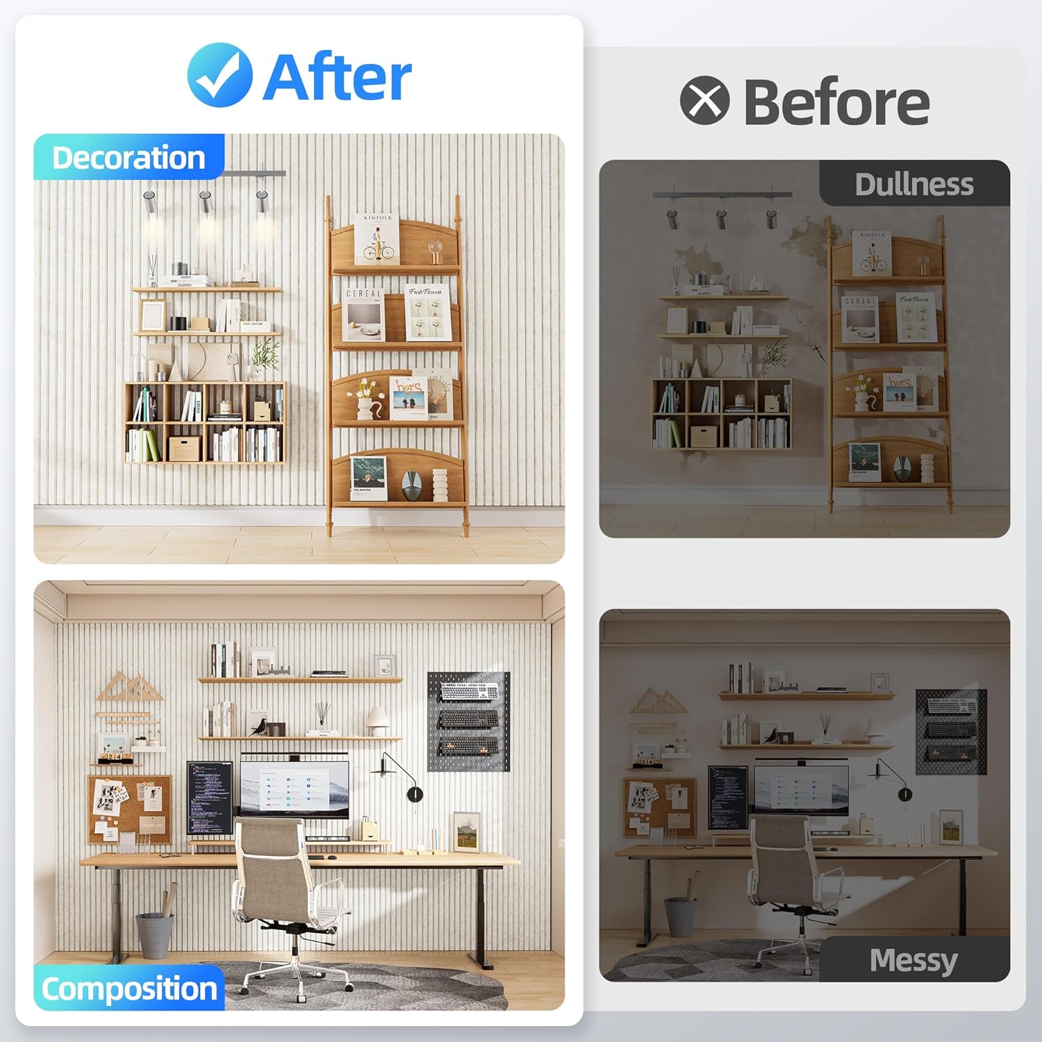 8 Pack Large Acoustic Panels Sound Absorbing with Self-Adhesive, 47.2”*23.6”*0.36” High Density Sound Proof Foam Panels for Walls, 3D Vertical Soundproof Wall Panels for Home Studio Office Decor-Ivory