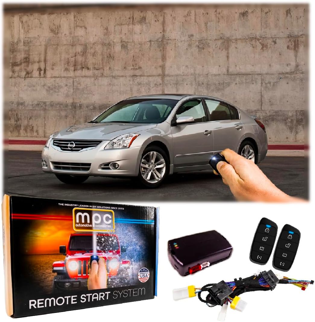 MPC Complete Kit - (2) 4-Button 2-Way Extended Range Remote Start Compatible with Nissan Altima 2009-2012 - Gas - Push-to-Start - Plug-in T-Harness - Firmware Preloaded - Antenna Kit