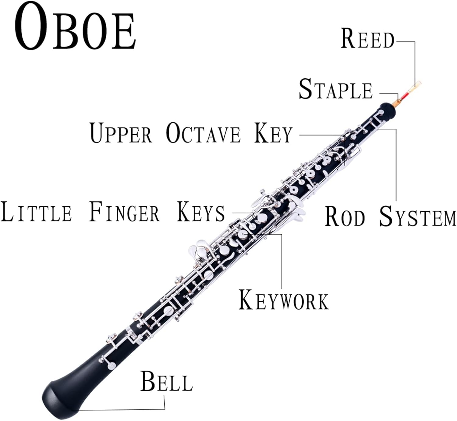 KESHUO Nickel-Plated C Key Oboe Semi-Automatic Style Woodwind Instrument Oboe