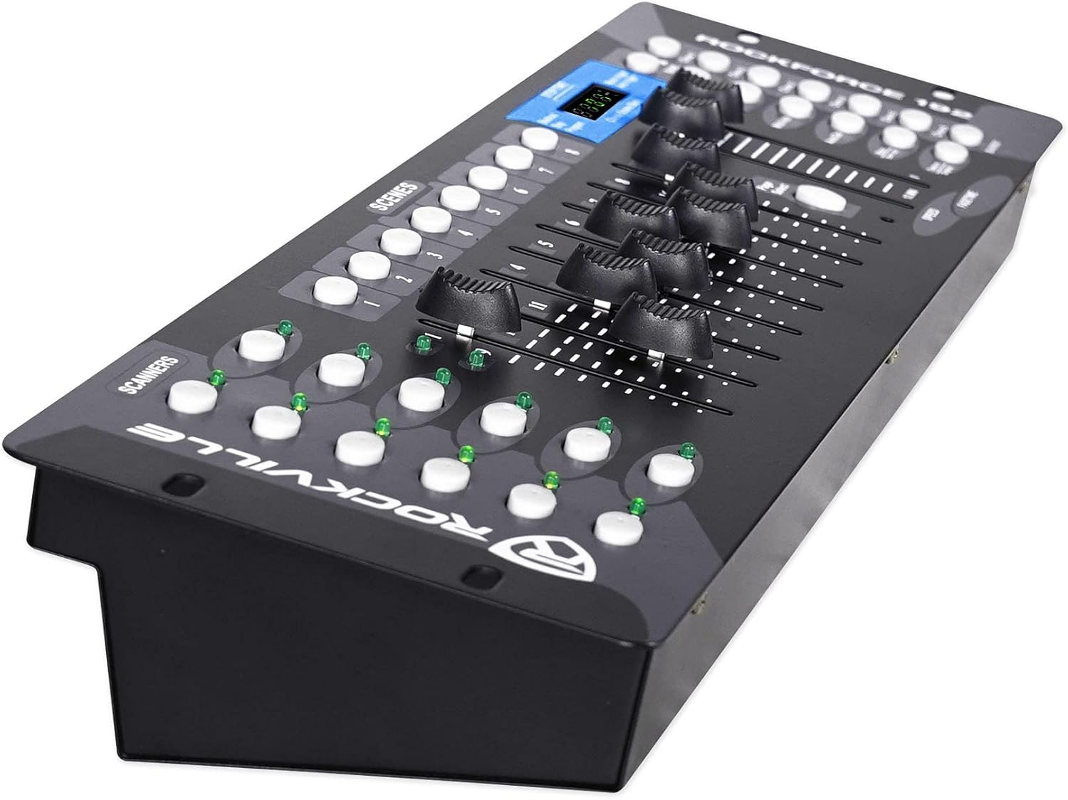 Rockville Stage Matrix 36 Bundle: (2) RGB 6x6 Tri-Colored Matrix Blinder Lights for DJ, Stage, and Band, ROCKFORCE 192-Channel DMX Lighting Controller, 3-Items