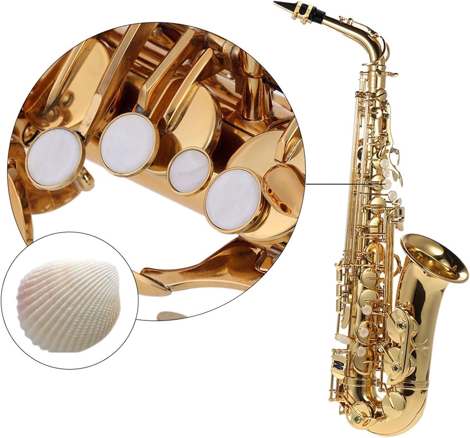 EB Alto Saxophone Brass Lacquered Gold E Flat Sax 82Z Key Type Woodwind Instrument (Color : Gold EB)