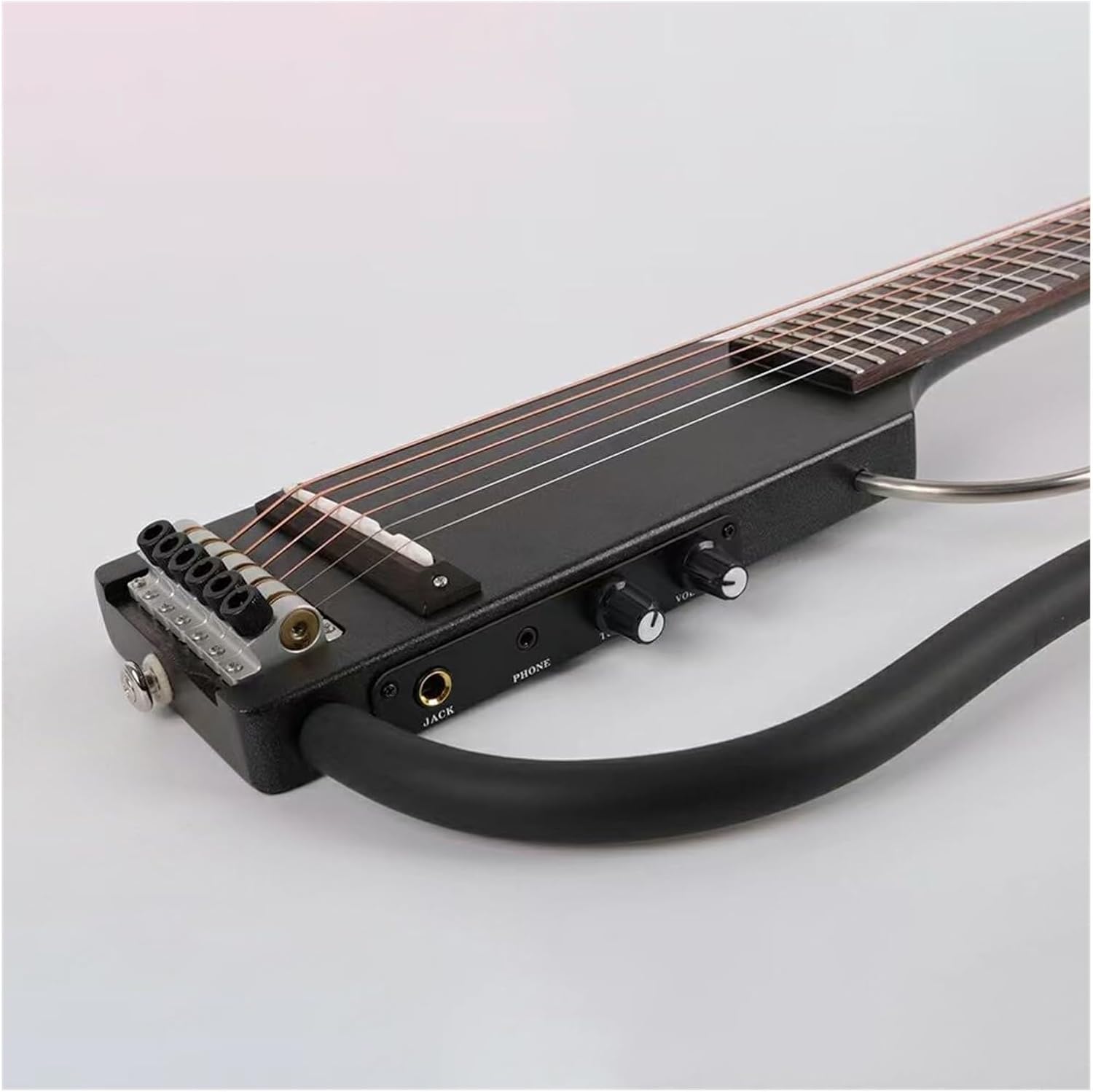 VENEKA Headless Electric Guitar Ultra Short Headless Silent Portable Travel Electric Guitar Maple Body Rosewood Fingerboard (Color : 02)