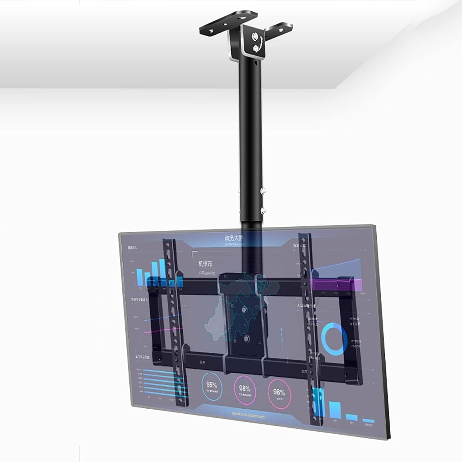 Height Adjustable TV Stand and Wall Mount - Ceiling TV Mount Bracket, Monitor Bracket, Telescopic TV Lift, Fits 37-85inch TVs, Max 600x400mm, with Loading 176 Lbs