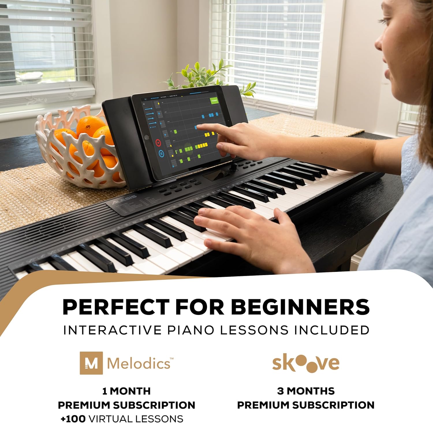 Alesis Melody 61 MK4 Keyboard Piano for Beginners with 61 Keys Speakers, Tablet/Sheet Music Stand, 300 Sounds and Music Lessons
