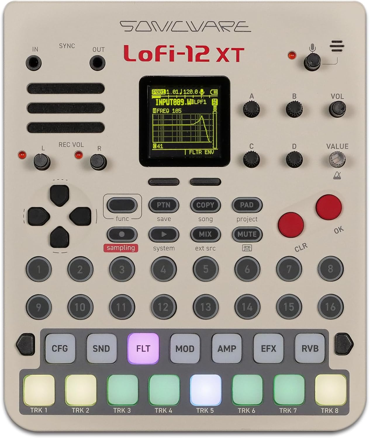 Sonicware Lofi-12 XT Limited Retro Color [Low-res Digitized Sampler] 12/24kHz Early-Digital Sound Sampling+12-bit Sampler mode, Compact/Lightwight/Battery-powered《Try Now, Intro Deal!》