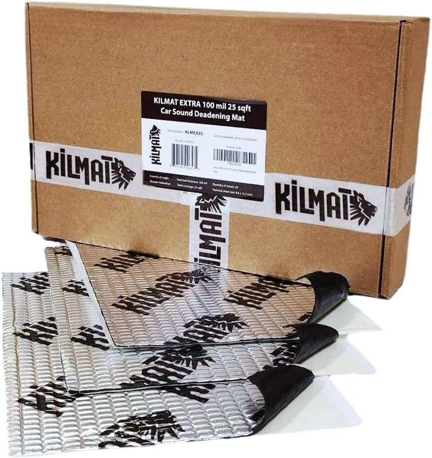 KILMAT Extra 100 mil 25 sqft Car Sound Deadening Mat, Butyl Automotive Sound Deadener, Audio Noise Insulation and dampening