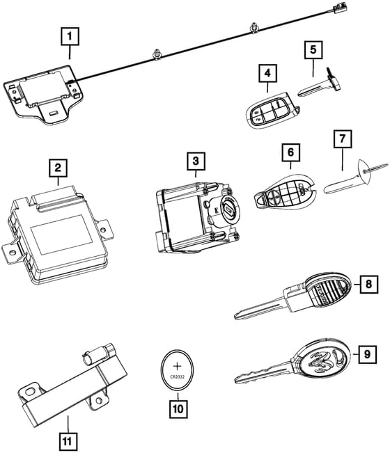 Integrated Key Fob Transmitter - Mopar (68508720AA)