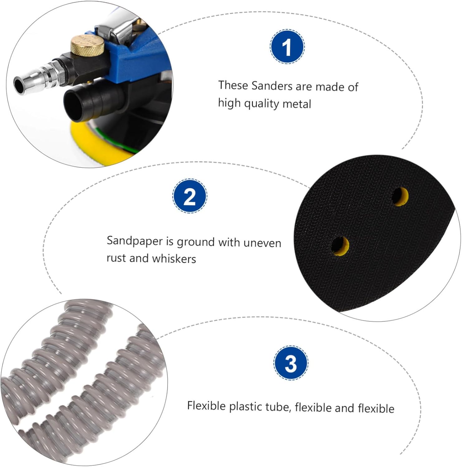 2sets Pneumatic Sanding Machine Air Polisher for Versatile Grinding Tool Dust Extraction for Projects and Auto Detailing
