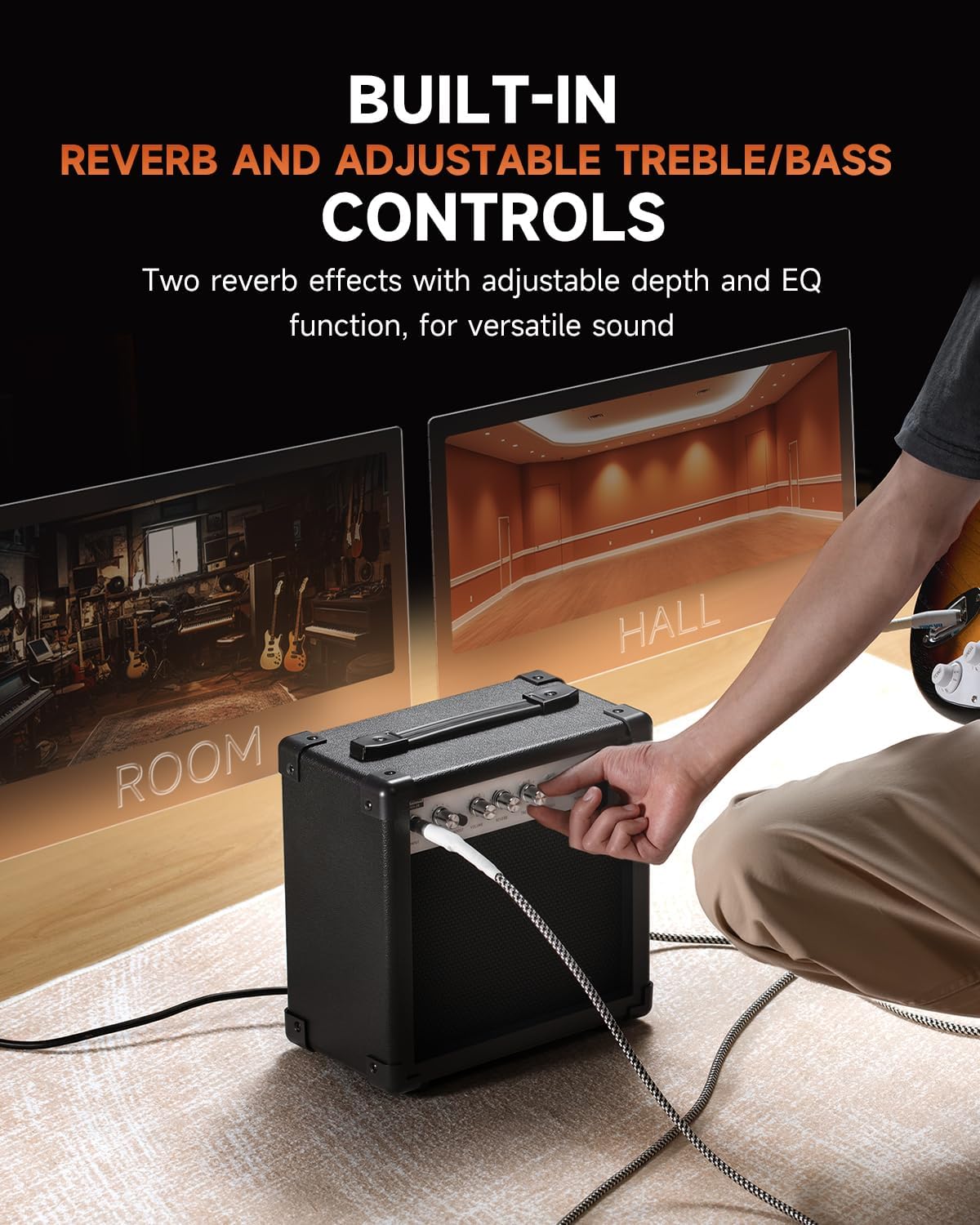 DMT-100 Solid Body Electric Guitar, 39 Inch Metal Electric Guitar, Gradient Violet and DEA-20 Electric Guitar Amp 20W