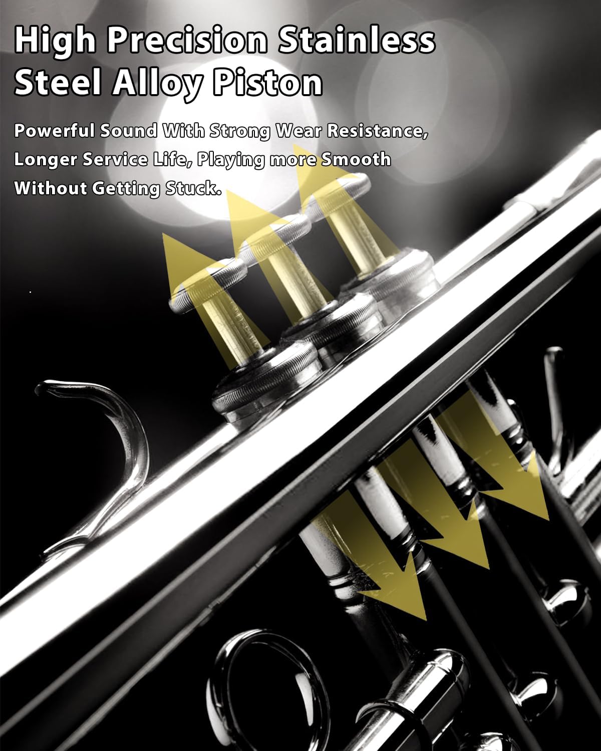 Bb Standard Trumpet Set for Beginner or Advanced Student, Brass Student Trumpet Instrument with Hard Case, Cleaning Kit, 7C Mouthpiece and Gloves (Nickel)