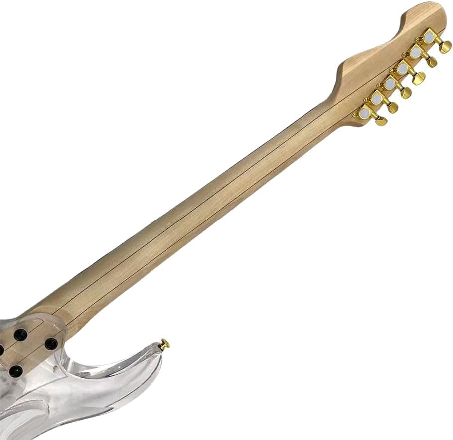Electric Guitar LED Light Acrylic Body Maple Neck Rosewood Fretboard Blue Crystal Electric Guitar Sweet Sound (HSH Pickups)